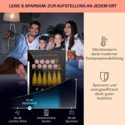 Klarstein Beersafe XXL Onyx Kühlschrank 80 Liter 3 Böden Panoramaglastür -KALDEWEI-Shop 8600359300 12461 prod 003