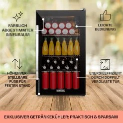Klarstein Beersafe XXL Onyx Kühlschrank 80 Liter 3 Böden Panoramaglastür -KALDEWEI-Shop 8600359300 12461 prod 005