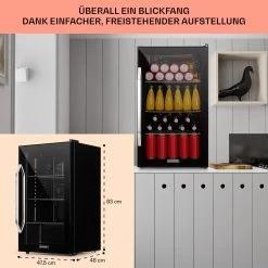 Klarstein Beersafe XXL Onyx Kühlschrank 80 Liter 3 Böden Panoramaglastür -KALDEWEI-Shop 8600359300 12461 prod 006
