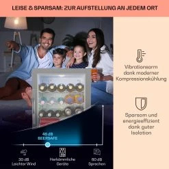 Klarstein Beersafe XL Crystal White Kühlschrank 60 Liter 4 Böden Panoramaglastür Edelstahl -KALDEWEI-Shop 8600359300 12497 prod 003