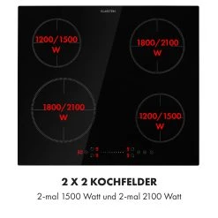 Klarstein Virtuosa EcoAdapt Induktionskochfeld 4 Zonen 7200W Glas Schwarz -KALDEWEI-Shop 8600359300 12541 prod 004