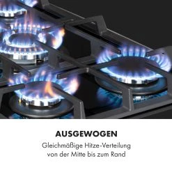 Klarstein Alchemist 5 Zonen Gaskochfeld Aluminium-Brenner Glaskeramik Schwarz -KALDEWEI-Shop 8600359300 12557 prod 003