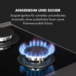 Klarstein Alchemist 5 Zonen Gaskochfeld Aluminium-Brenner Glaskeramik Schwarz -KALDEWEI-Shop 8600359300 12557 prod 005