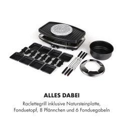 Klarstein Entrecote 2-in-1 Raclettegrill & Fondue Naturstein 1100W 8 Personen -KALDEWEI-Shop 8600359300 2585 prod 006