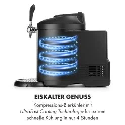 Klarstein Beerkules Bierzapfanlage 5l Fässer | Kompressor | UltraFast Cooling: 4h | 120W Schwarz -KALDEWEI-Shop 8600359300 5138 prod 003