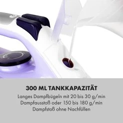 Klarstein Steam Bro Dampfbügeleisen 2200W 300ml EasyGlide TouchSensor AntiCalc Lila -KALDEWEI-Shop 8600359300 5159 prod 005