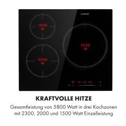 Klarstein Delicatessa 3 Induktionskochfeld 3 Zonen 5800W Glaskeramik Schwarz -KALDEWEI-Shop 8600359300 5222 prod 004