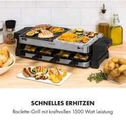 Klarstein Sirloin Raclette 1500W Aluminium / Stein 8 Personen Kontroll-LED -KALDEWEI-Shop 8600359300 5239 prod 002