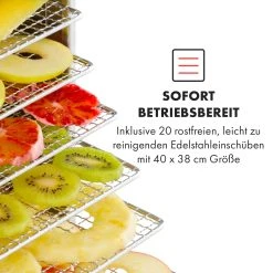 Klarstein Master Jerky 550 Dörrautomat 2400W 40-90 °C 24h-Timer Edelstahl Silber -KALDEWEI-Shop 8600359300 8054 prod 004