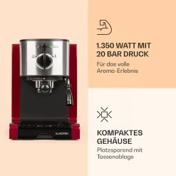 Klarstein Passionata 20 Espressomaschine 20 Bar 6 Tassen 1,25 Liter Milchschaum -KALDEWEI-Shop 8600359300 9915 prod 004