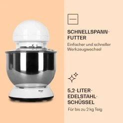 Klarstein Bella Küchenmaschine 2000 W / 2,7 PS 5 Ltr Edelstahl BPA-frei -KALDEWEI-Shop 8600359300 9980 prod 006