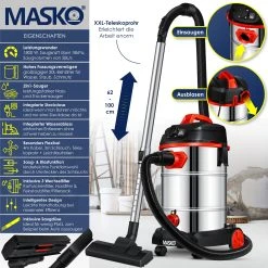Masko® Industriestaubsauger Staubsauger Nass Trocken Sauger Edelstahl Max. 1800W 9 Masko® Industriestaubsauger Staubsauger Nass Trocken Sauger Edelstahl Max. 1800W -KALDEWEI-Shop 8600364700 18540 prod 002
