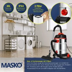 Masko® Industriestaubsauger Staubsauger Nass Trocken Sauger Edelstahl Max. 1800W 12 Masko® Industriestaubsauger Staubsauger Nass Trocken Sauger Edelstahl Max. 1800W -KALDEWEI-Shop 8600364700 18540 prod 005