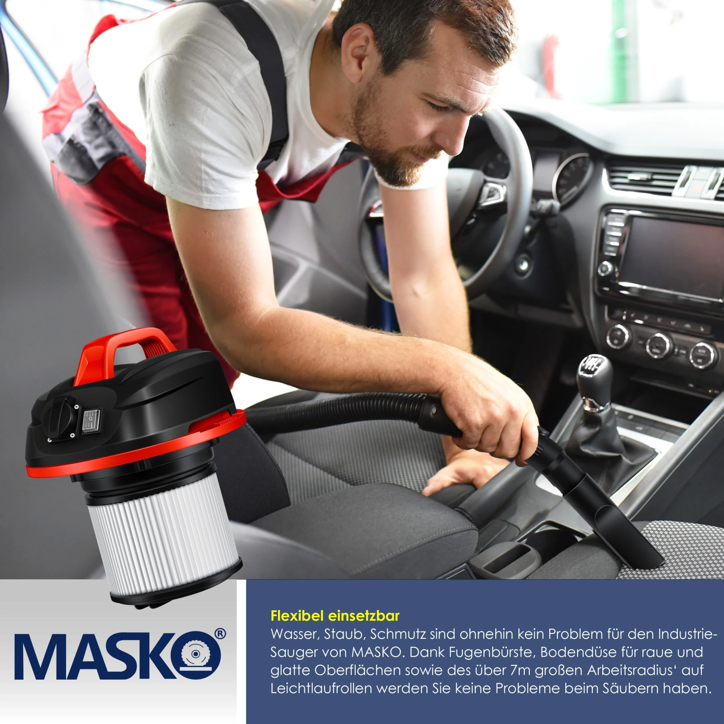 Masko® Industriestaubsauger Staubsauger Nass Trocken Sauger Edelstahl Max. 1800W 8 Masko® Industriestaubsauger Staubsauger Nass Trocken Sauger Edelstahl Max. 1800W – Bild 6