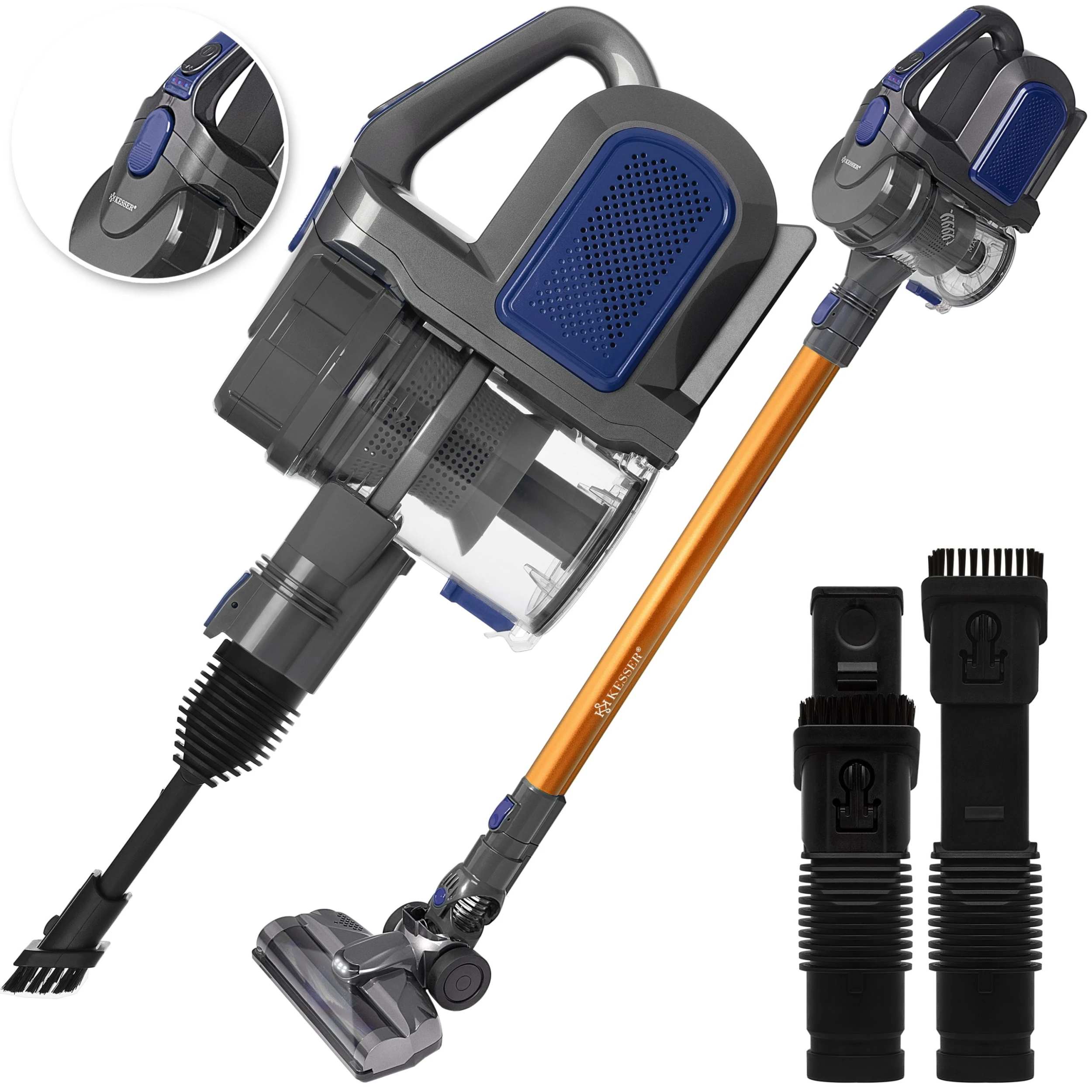 KESSER® 2in1 Zyklon Akku Staubsauger Handstaubsauger | Beutel- Kabelloser | Betriebszeit Bis 55 Min | Elektrobürste | Lithium-Ionen Akku | Decken- Bodenreinigung, | Wandhalterung | 3 KESSER® 2in1 Zyklon Akku Staubsauger Handstaubsauger | Beutel- Kabelloser | Betriebszeit Bis 55 Min | Elektrobürste | Lithium-Ionen Akku | Decken- Bodenreinigung, | Wandhalterung |