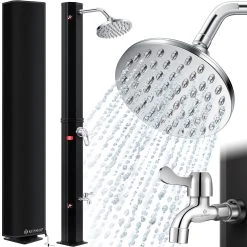 KESSER® Solardusche 35 Liter Solar Gartendusche | Warmes Wasser | Max. 60°C | Ohne Stromanschluss | Pooldusche Camping| Regenduschkopf Und Wasserhahn | Gartenschlauch-Anschluss |