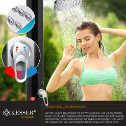 KESSER® Solardusche 35 Liter Solar Gartendusche | Warmes Wasser | Max. 60°C | Ohne Stromanschluss | Pooldusche Camping| Regenduschkopf Und Wasserhahn | Gartenschlauch-Anschluss | -KALDEWEI-Shop 8600364700 19637 prod 005