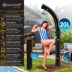 KESSER® Solar Gartendusche Solardusche Bogen Inkl. Schutzhaube Warmes Wasser | 20 Liter | Max. 60°C Ohne Stromanschluss | Pooldusche Camping | Regenduschkopf Und Wasserhahn | Gartenschlauch-Anschluss -KALDEWEI-Shop 8600364700 19730 prod 002