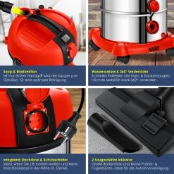 MASKO® Industriestaubsauger Staubsauger Nass Trocken Sauger Edelstahl 2300W + Steckdose | Blasfunktion | Trocken-Saugen & Nass-Saugen | Push&Clean | Industrie-Sauger Mit & Ohne Beutel | Beutellos -KALDEWEI-Shop 8600364700 19745 prod 003