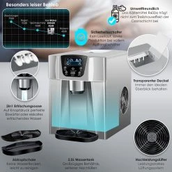 KESSER® Eiswürfelbereiter | Eiswürfelmaschine Edelstahl | 100W Ice Maker | 12 Kg 24 H | 2 Würfelgrößen | Zubereitung In 6 Min | 2 Liter Wassertank | Timer | LCD-Display | Wassertank -KALDEWEI-Shop 8600364700 20230 prod 006