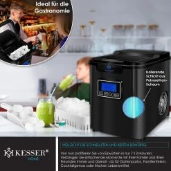 KESSER® Eiswürfelbereiter | Eiswürfelmaschine Edelstahl | 150W Ice Maker | 12 Kg 24 H | 3 Würfelgrößen | Zubereitung In 6 Min | 2,2 Liter Wassertank | Timer | LCD-Display | Selbstreinigungsfunktion -KALDEWEI-Shop 8600364700 20802 prod 003