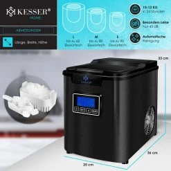 KESSER® Eiswürfelbereiter | Eiswürfelmaschine Edelstahl | 150W Ice Maker | 12 Kg 24 H | 3 Würfelgrößen | Zubereitung In 6 Min | 2,2 Liter Wassertank | Timer | LCD-Display | Selbstreinigungsfunktion -KALDEWEI-Shop 8600364700 20802 prod 006