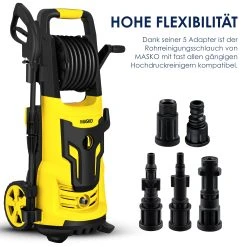 MASKO® Rohrreinigungsschlauch Set Abflussreiniger 200 Bar Inkl. Tasche 5 Adapter Düsen + Rotierend Kompatibel Mit Kärcher K2-k7 Serie LAVOR Hochdruckreiniger Universal Rohrreinigungsset -KALDEWEI-Shop 8600364700 23300 prod 003