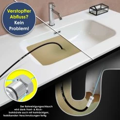 MASKO® Premium Rohrreinigungsschlauch Set Abflussreiniger 200 Bar Inkl. Tasche 3 Adapter 2 Düsen + Rotierend Kompatibel Mit Kärcher K2-k7 LAVOR Hochdruckreiniger Universal Rohrreinigungsset -KALDEWEI-Shop 8600364700 23651 prod 005