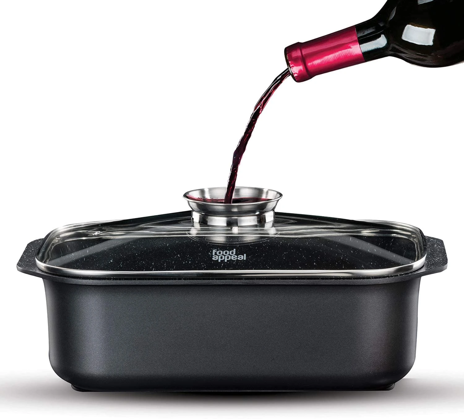 Food Appeal Black Marble Kasserolle, Kochtopf, Röster Mit Aromatischem Glasdeckel, Anti-haft Beschichtung | Schwarzes Marmor Design | Für Gasherd, Induktionsherd, Keramikherd Und Elektroherd 4 Food Appeal Black Marble Kasserolle, Kochtopf, Röster Mit Aromatischem Glasdeckel, Anti-haft Beschichtung | Schwarzes Marmor Design | Für Gasherd, Induktionsherd, Keramikherd Und Elektroherd – Bild 2
