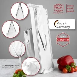 Borner Börner Mandoline V3 Spezial | 7-teiliges Set | 5 Schnittstärken | Als Pommes-Schneider Geeignet | BPA-frei Und Rostfrei | Weiß 8 Borner Börner Mandoline V3 Spezial | 7-teiliges Set | 5 Schnittstärken | Als Pommes-Schneider Geeignet | BPA-frei Und Rostfrei | Weiß -KALDEWEI-Shop 8600365100 8748 prod 002
