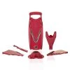 Borner Börner V5 PowerLine Plus Set Gemüsehobel, Obst- & Gemüseschneider Mit Fruchthalter, Scheibeneinschub, Sparschäler, 10 Schnittarten, 6 Tlg. Set, Rot -KALDEWEI-Shop 8600365100 8754 prod 001