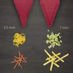 Borner Börner V5 PowerLine Plus Set Gemüsehobel, Obst- & Gemüseschneider Mit Fruchthalter, Scheibeneinschub, Sparschäler, 10 Schnittarten, 6 Tlg. Set, Rot -KALDEWEI-Shop 8600365100 8754 prod 006