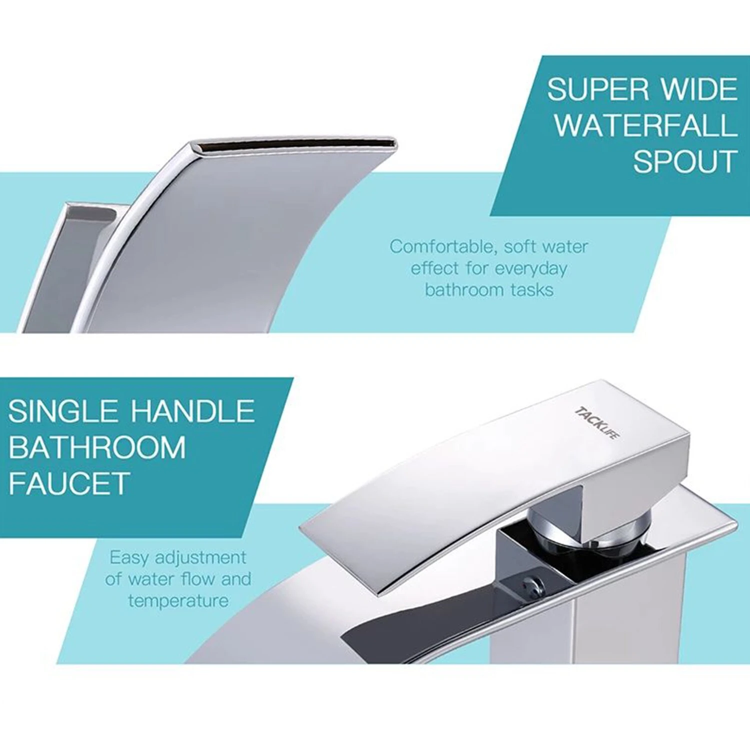 TACKLIFE DBWF01BT Messing Badarmatur Wasserfall Waschbeckenarmatur Einhand Waschtischarmatur Warm- Und Kaltwasser Verfügbar 8 TACKLIFE DBWF01BT Messing Badarmatur Wasserfall Waschbeckenarmatur Einhand Waschtischarmatur Warm- Und Kaltwasser Verfügbar – Bild 6